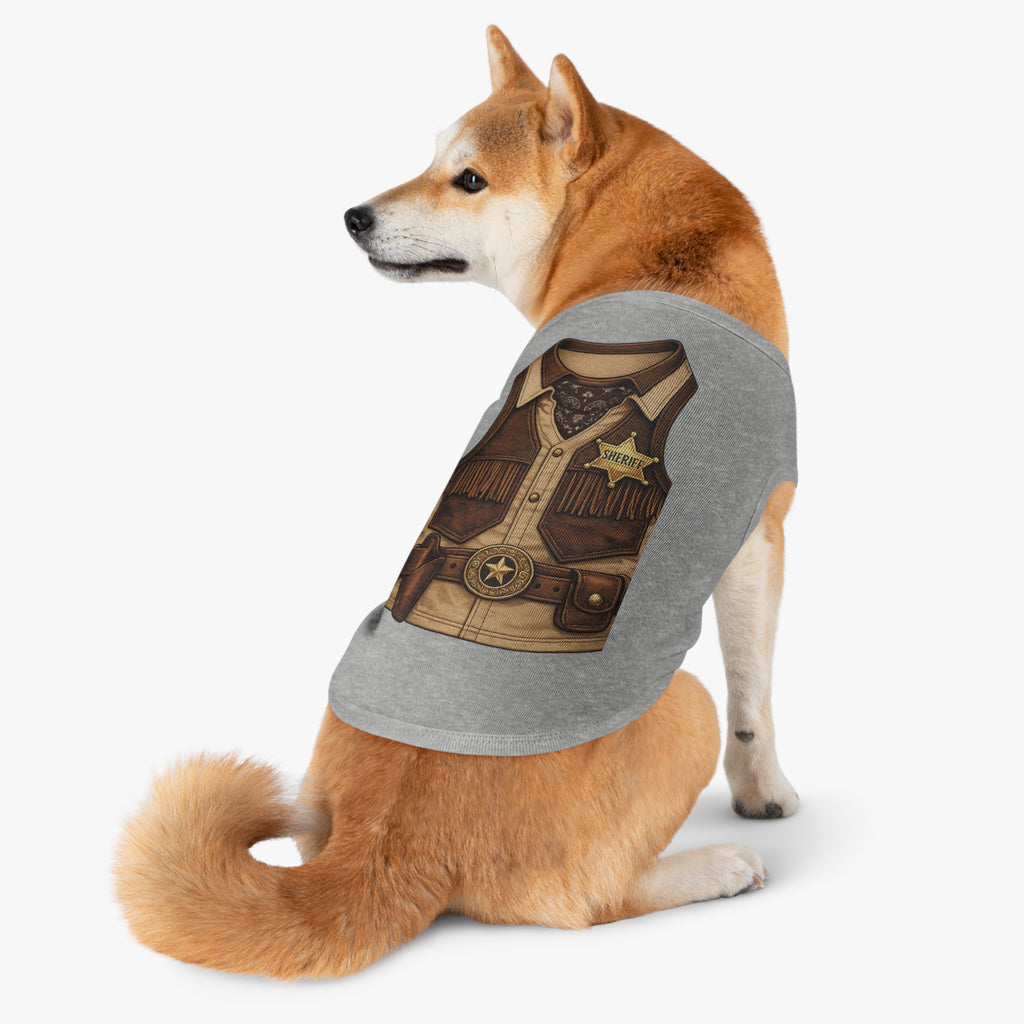 Sheriff Costume Pet Tank Top – Western Cowboy Dog Shirt with Badge
