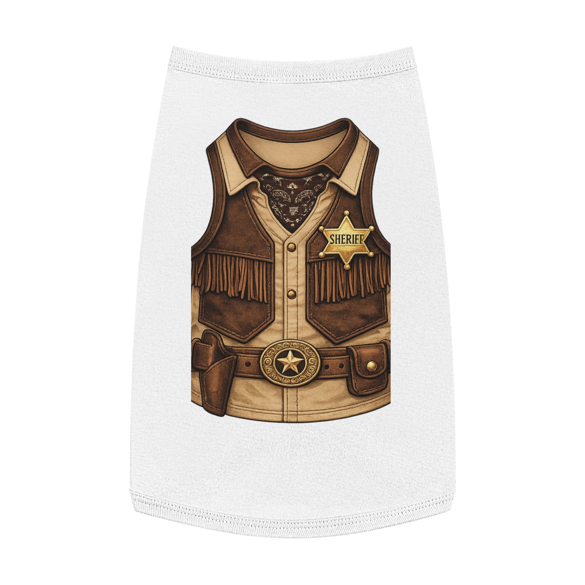 Sheriff Costume Pet Tank Top – Western Cowboy Dog Shirt with Badge