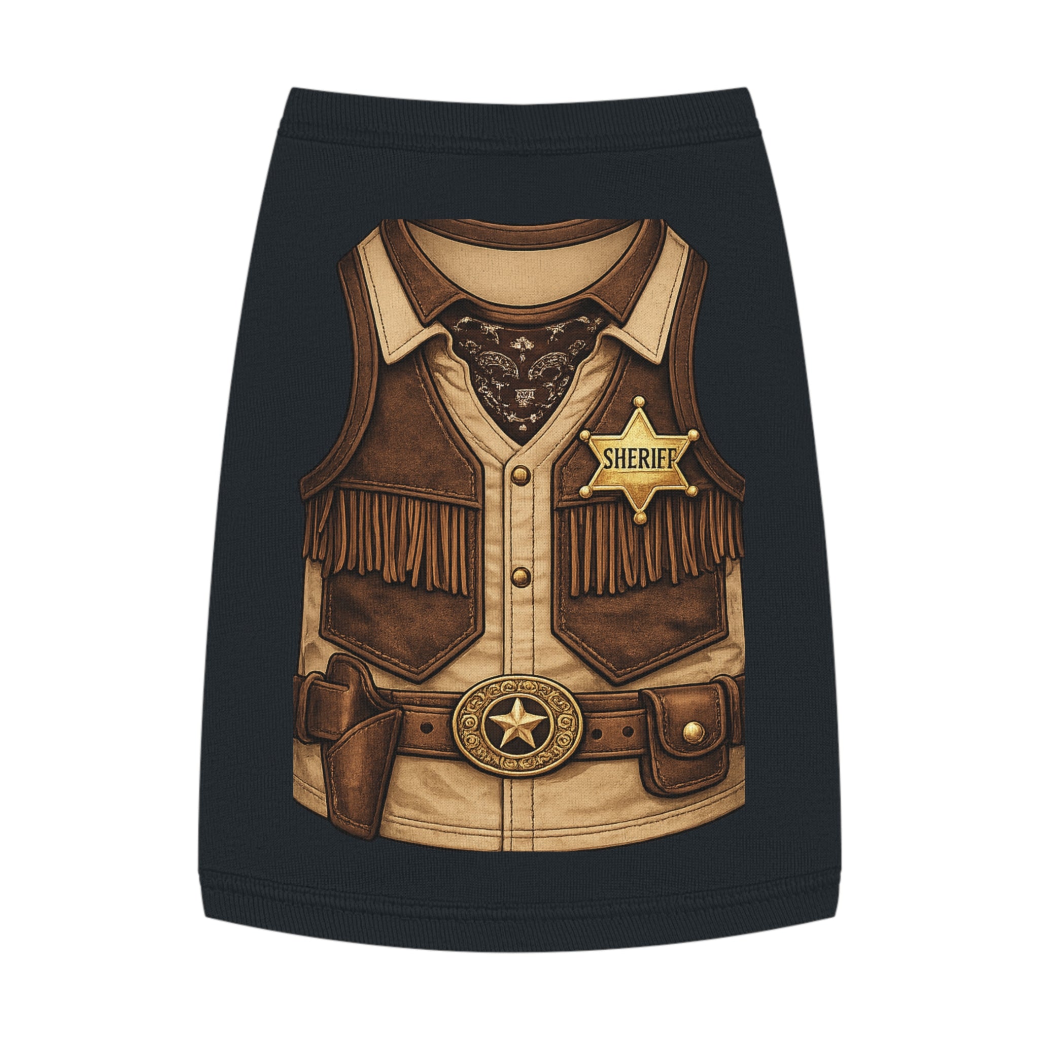 Sheriff Costume Pet Tank Top – Western Cowboy Dog Shirt with Badge
