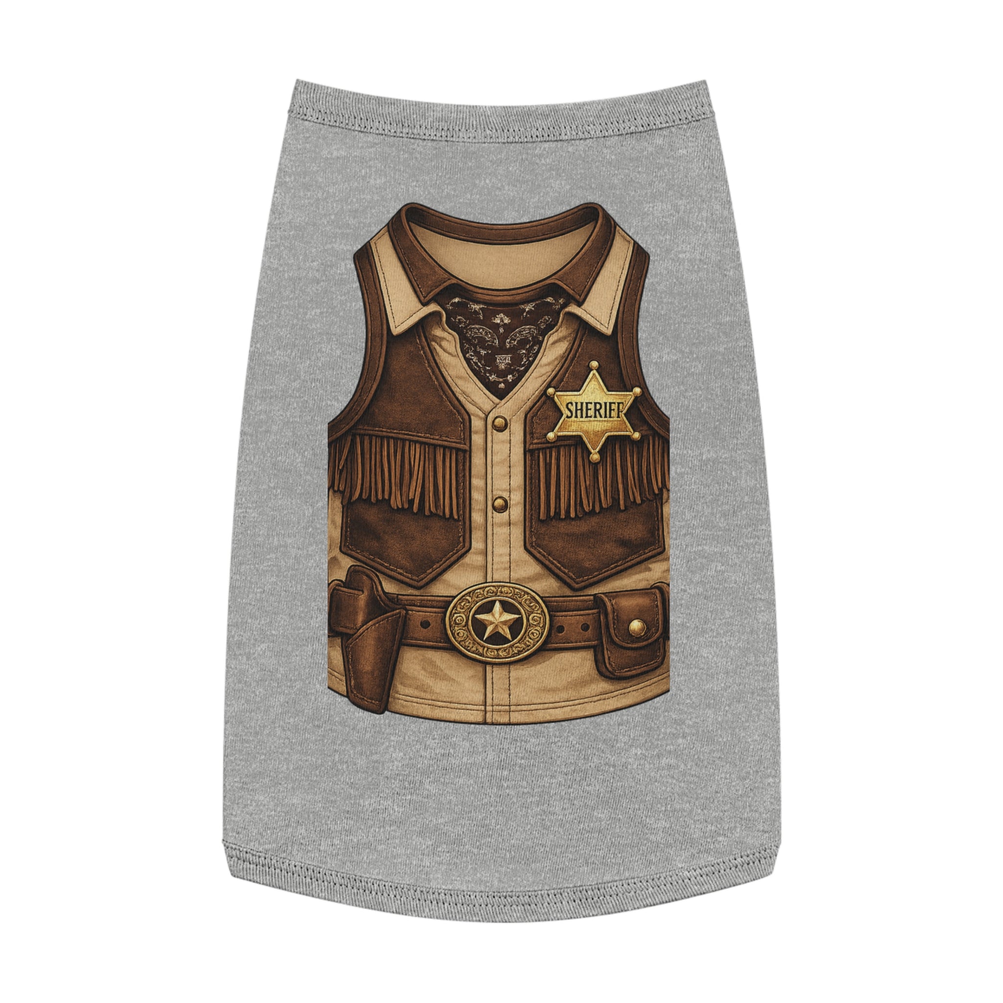 Sheriff Costume Pet Tank Top – Western Cowboy Dog Shirt with Badge