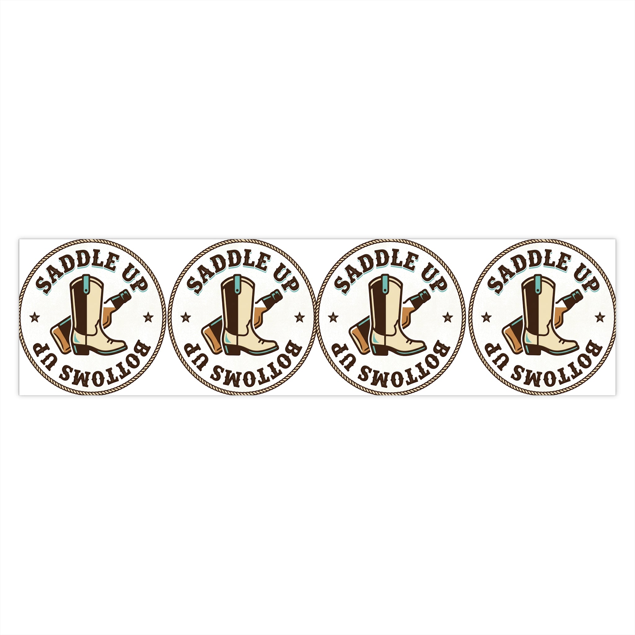 Saddle Up Bottoms Up Bumper Sticker Set — Cowboy Boots & Beer Logo Decal
