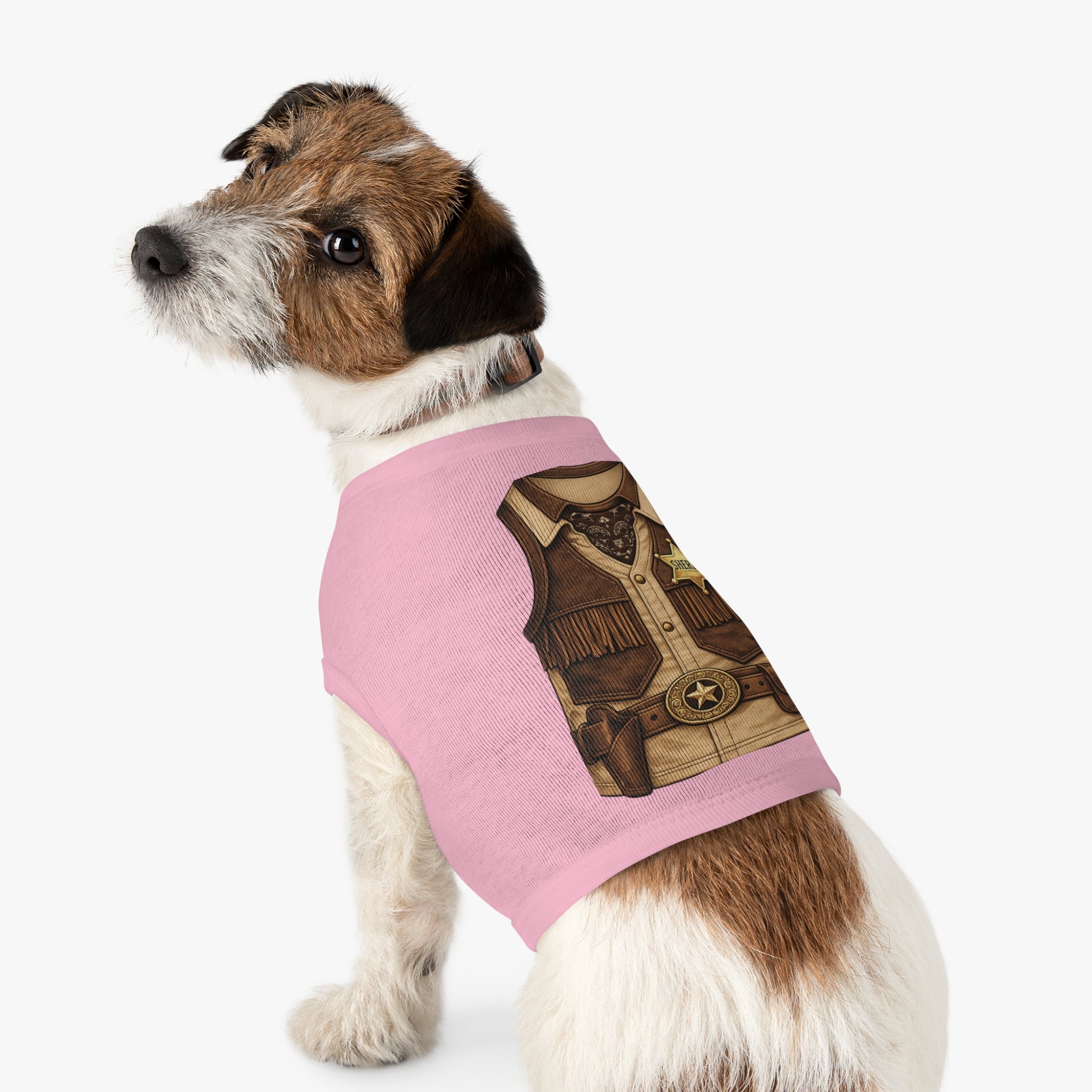 Sheriff Costume Pet Tank Top – Western Cowboy Dog Shirt with Badge