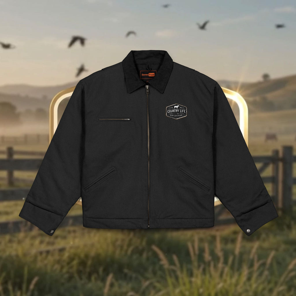 Work Jacket — Heavy-Duty Duck Cloth Jacket with our Beautiful Country stamp