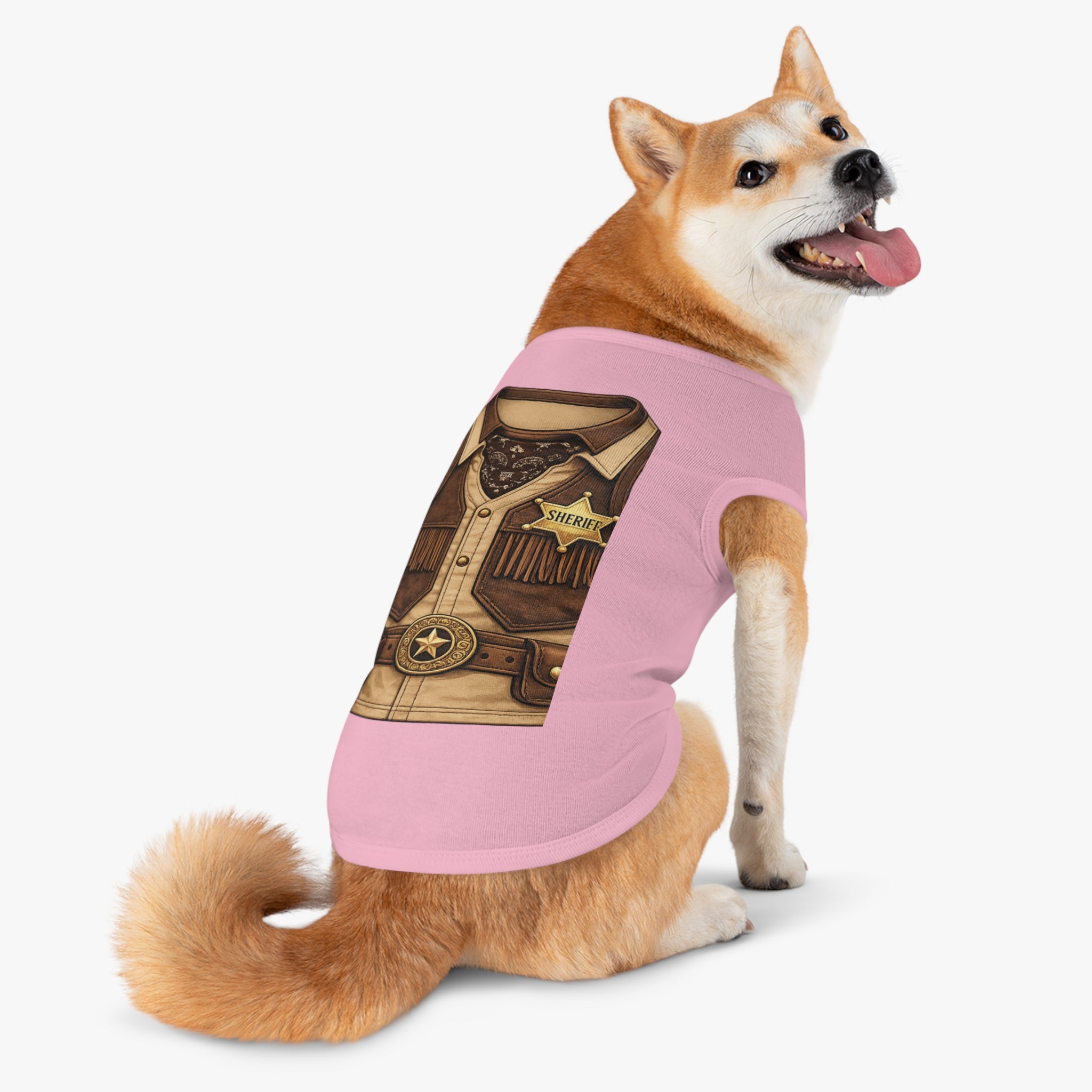 Sheriff Costume Pet Tank Top – Western Cowboy Dog Shirt with Badge