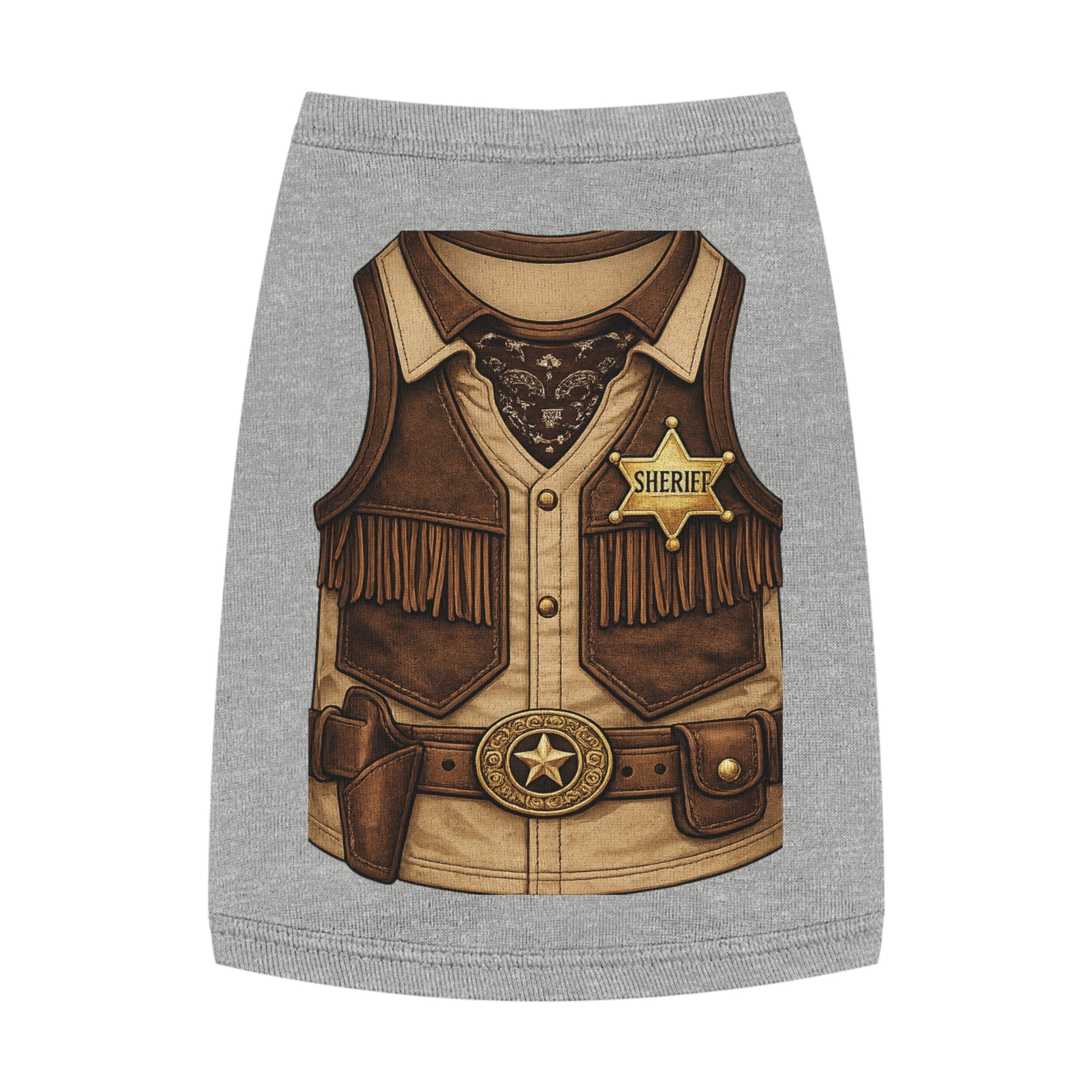 Sheriff Costume Pet Tank Top – Western Cowboy Dog Shirt with Badge