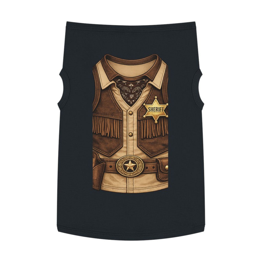 Sheriff Costume Pet Tank Top – Western Cowboy Dog Shirt with Badge