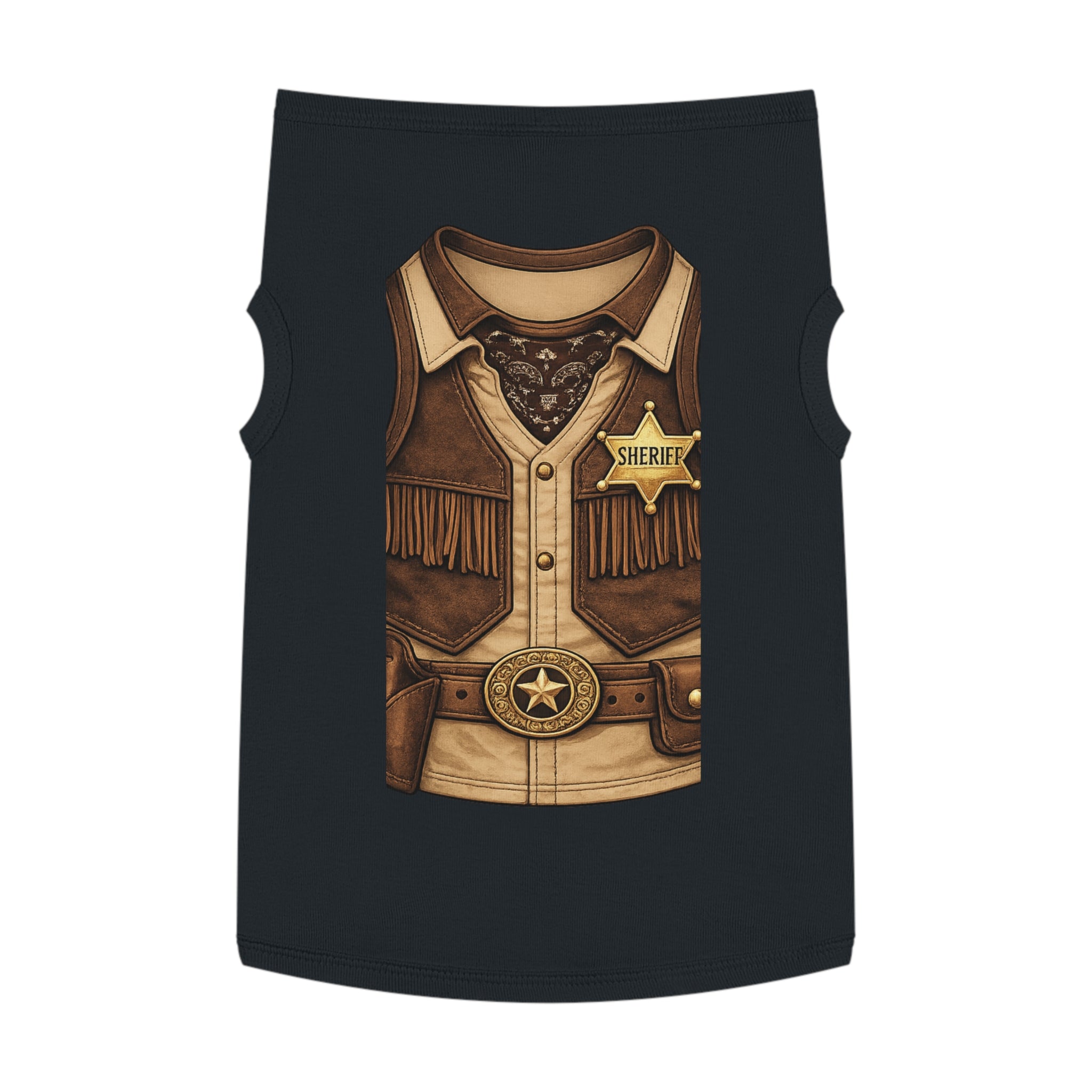 Sheriff Costume Pet Tank Top – Western Cowboy Dog Shirt with Badge