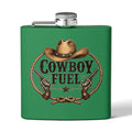Cowboy Fuel 6oz Stainless Steel Flask – Western Hat & Pistols Rustic Hip Flask
