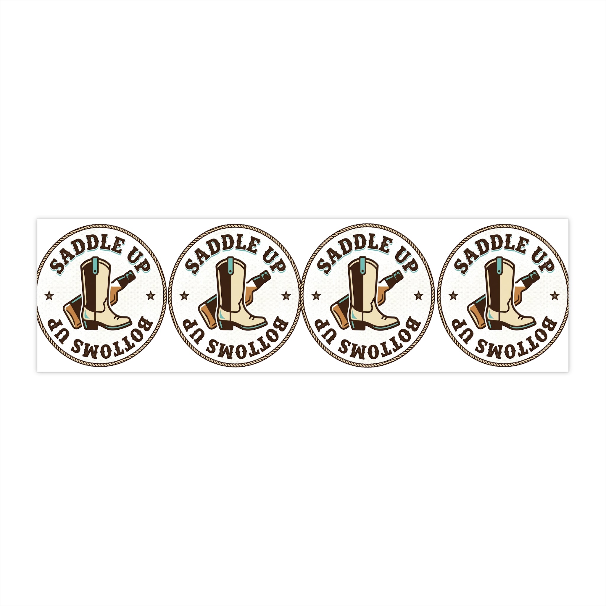 Saddle Up Bottoms Up Bumper Sticker Set — Cowboy Boots & Beer Logo Decal