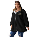 All-Over Print Unisex Borg Fleece Stand-up Collar Coat With Zipper Closure(Plus Size)