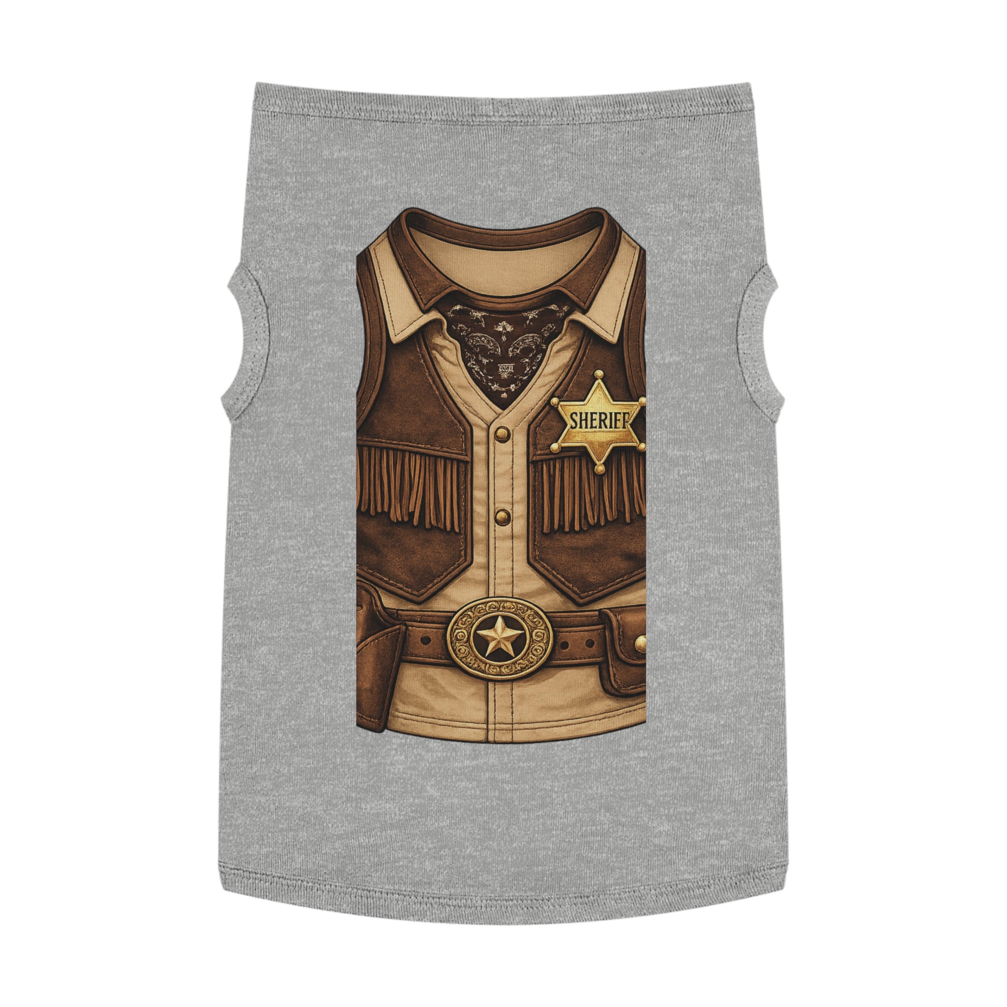 Sheriff Costume Pet Tank Top – Western Cowboy Dog Shirt with Badge