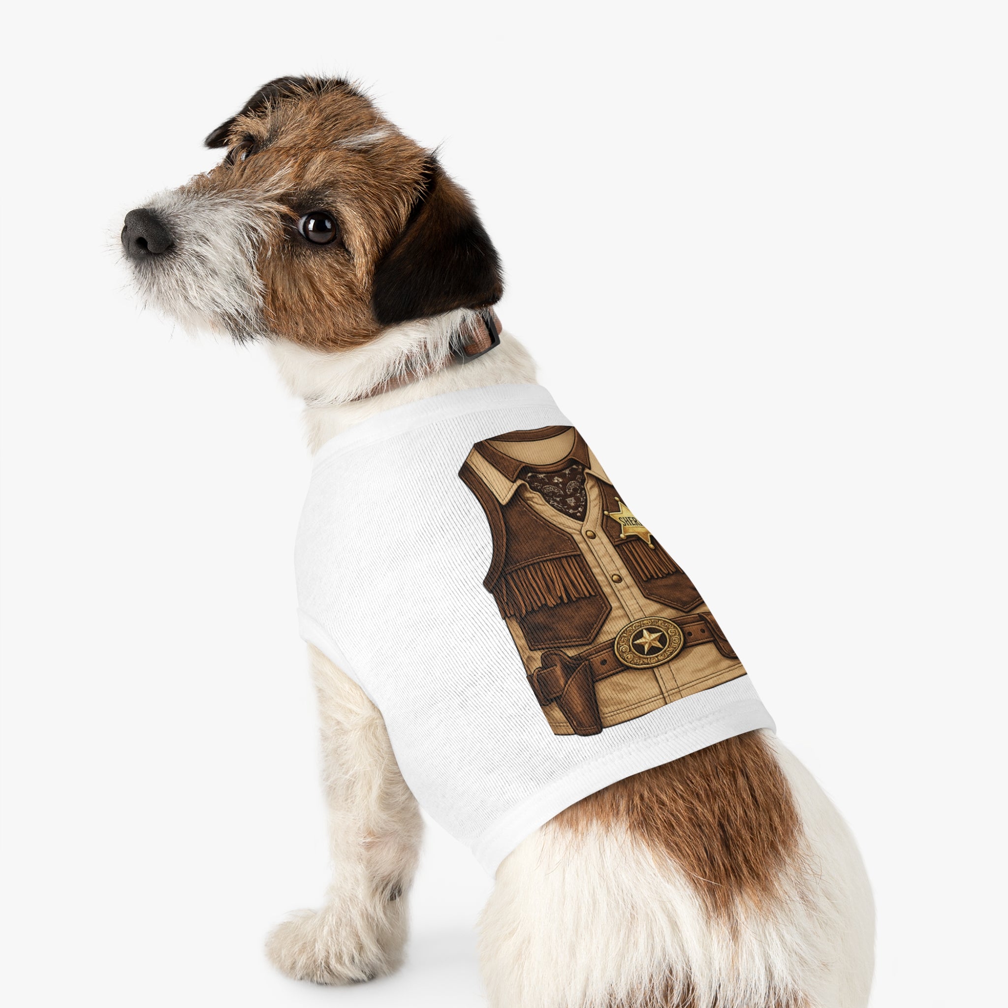 Sheriff Costume Pet Tank Top – Western Cowboy Dog Shirt with Badge