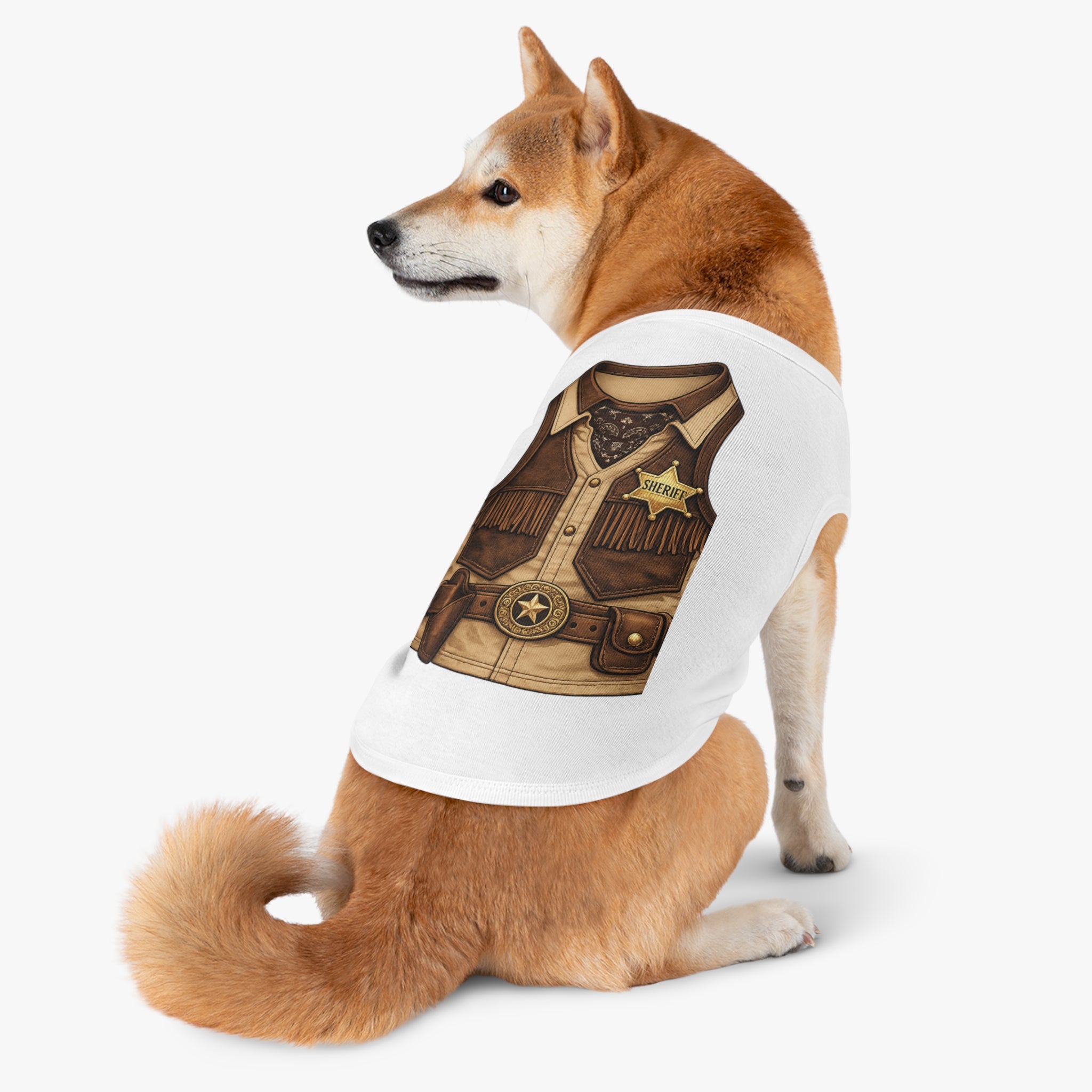 Sheriff Costume Pet Tank Top – Western Cowboy Dog Shirt with Badge
