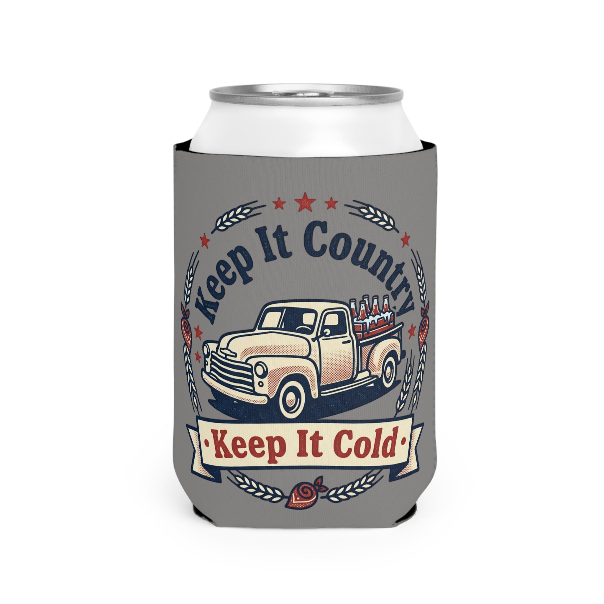 Keep It Country Can Cooler Sleeve - Retro Pickup Truck "Keep It Cold" Beverage Koozie