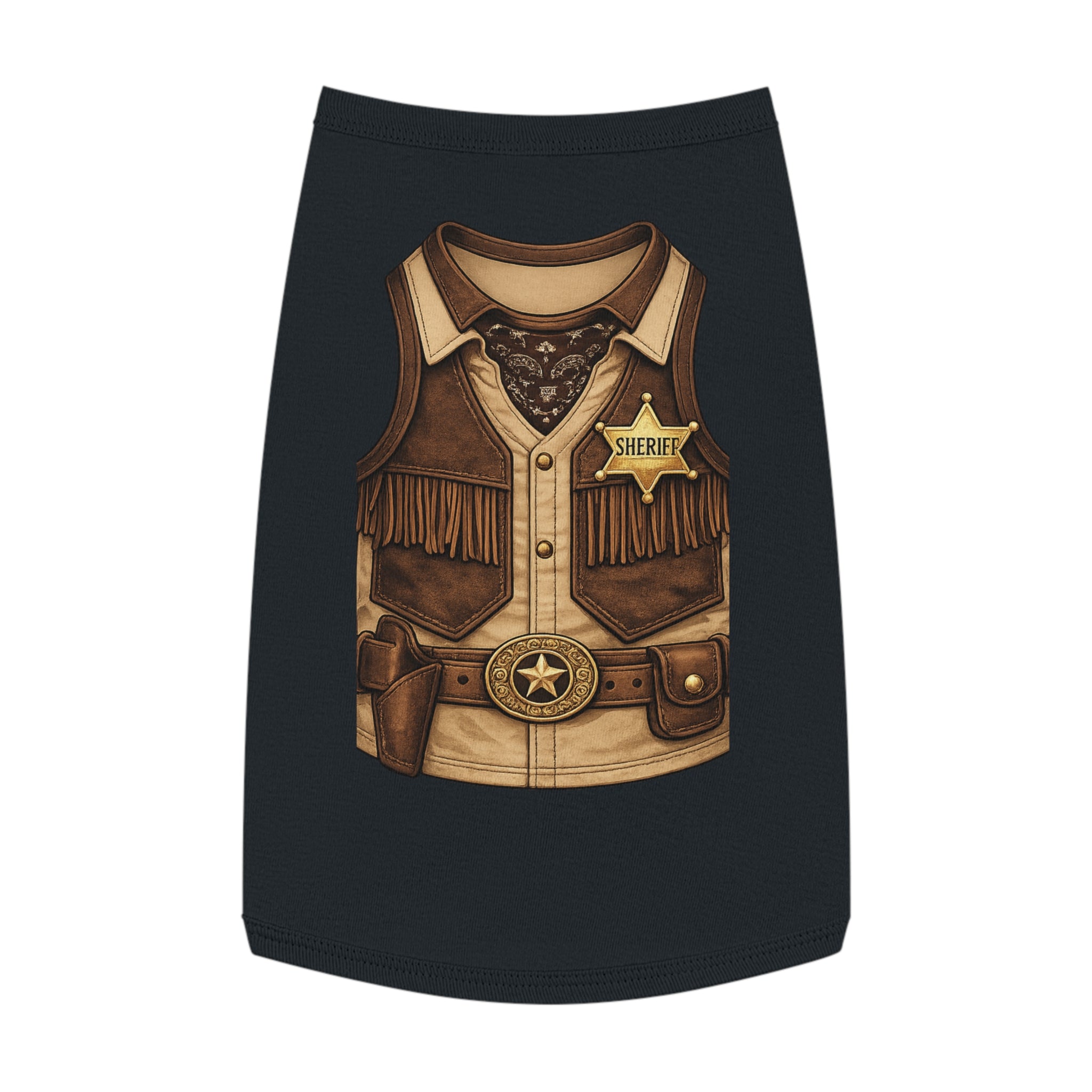 Sheriff Costume Pet Tank Top – Western Cowboy Dog Shirt with Badge