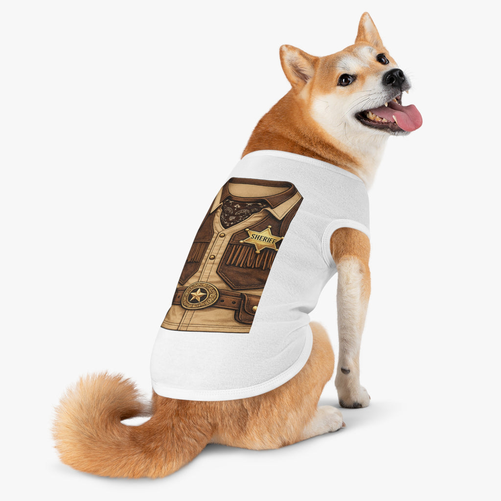 Sheriff Costume Pet Tank Top – Western Cowboy Dog Shirt with Badge