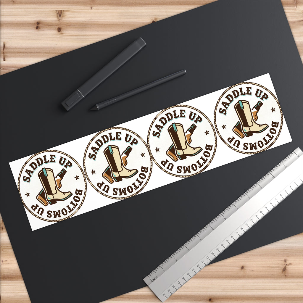 Saddle Up Bottoms Up Bumper Sticker Set — Cowboy Boots & Beer Logo Decal