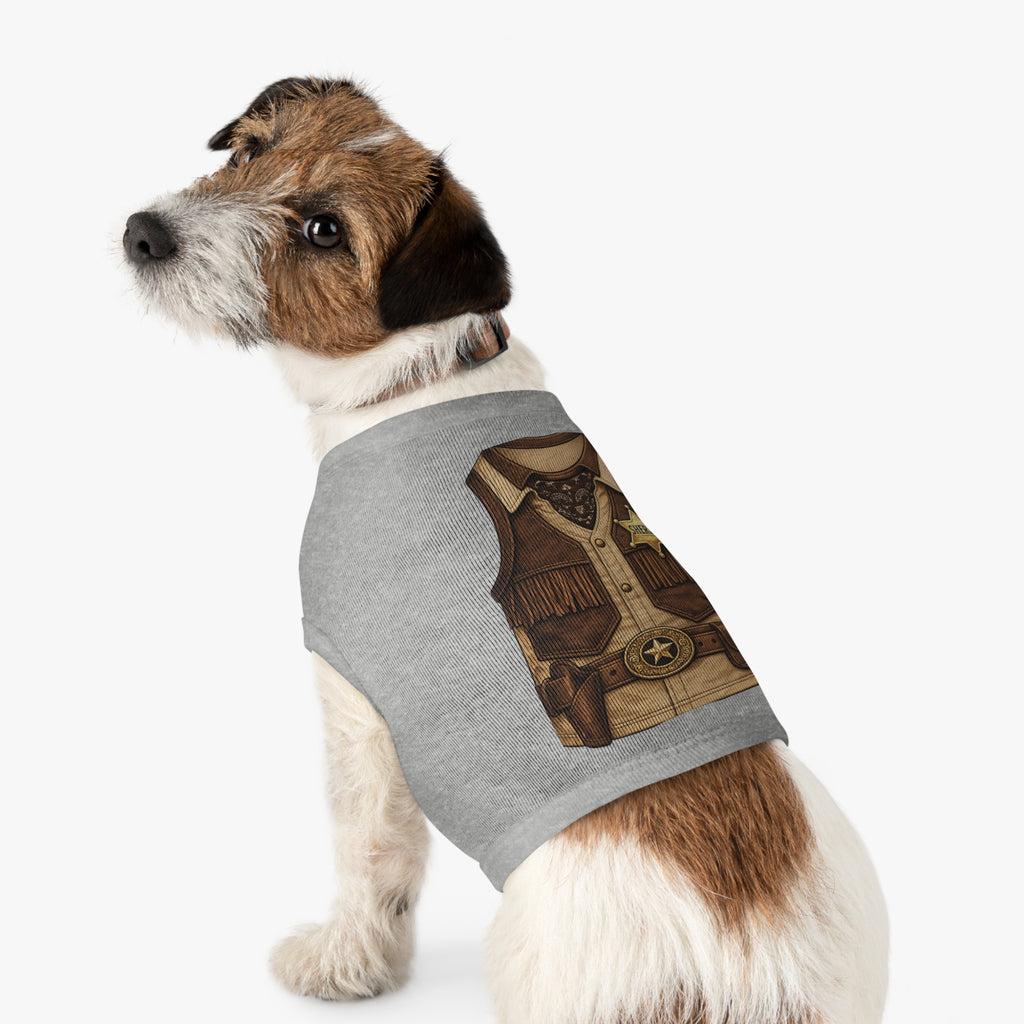Sheriff Costume Pet Tank Top – Western Cowboy Dog Shirt with Badge