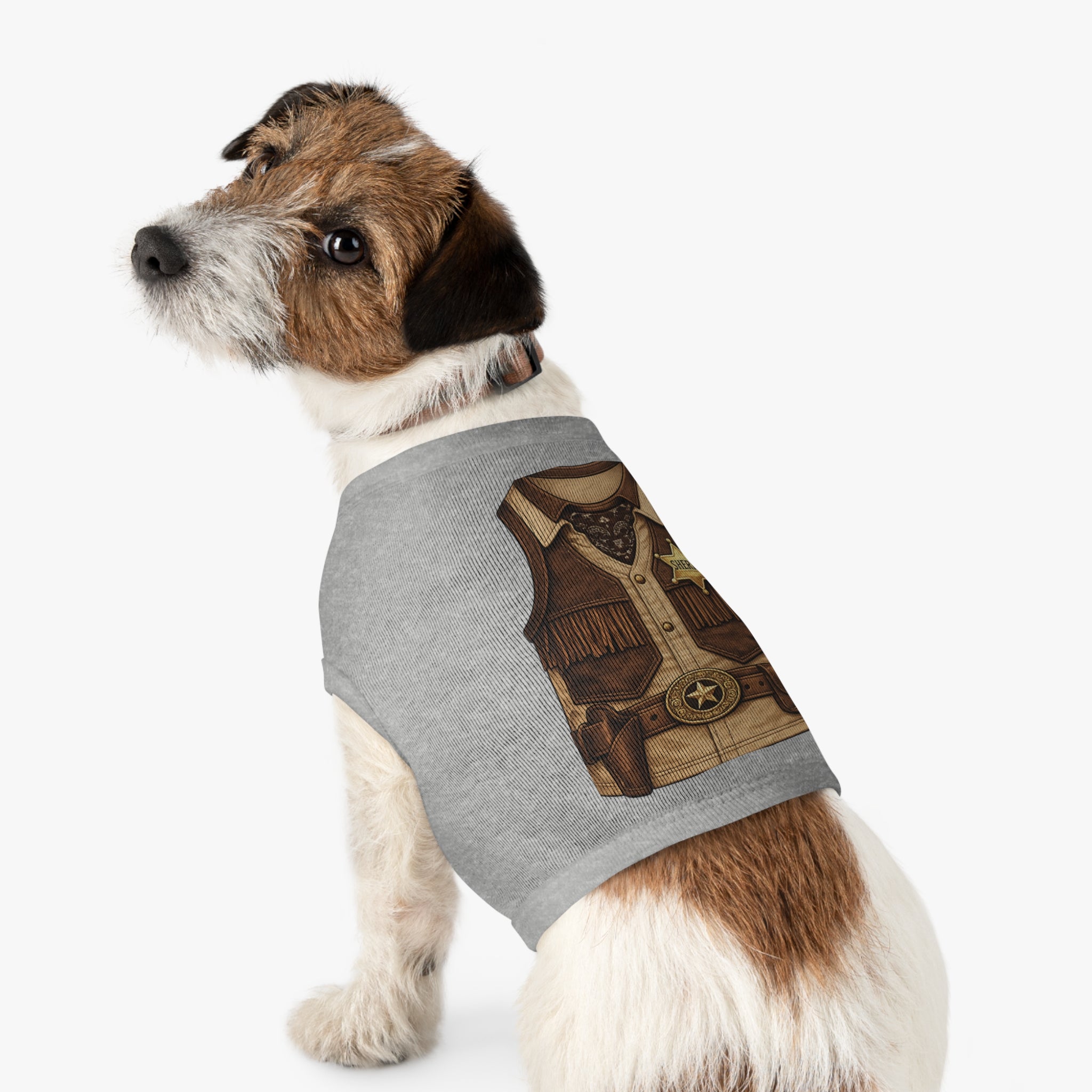 Sheriff Costume Pet Tank Top – Western Cowboy Dog Shirt with Badge