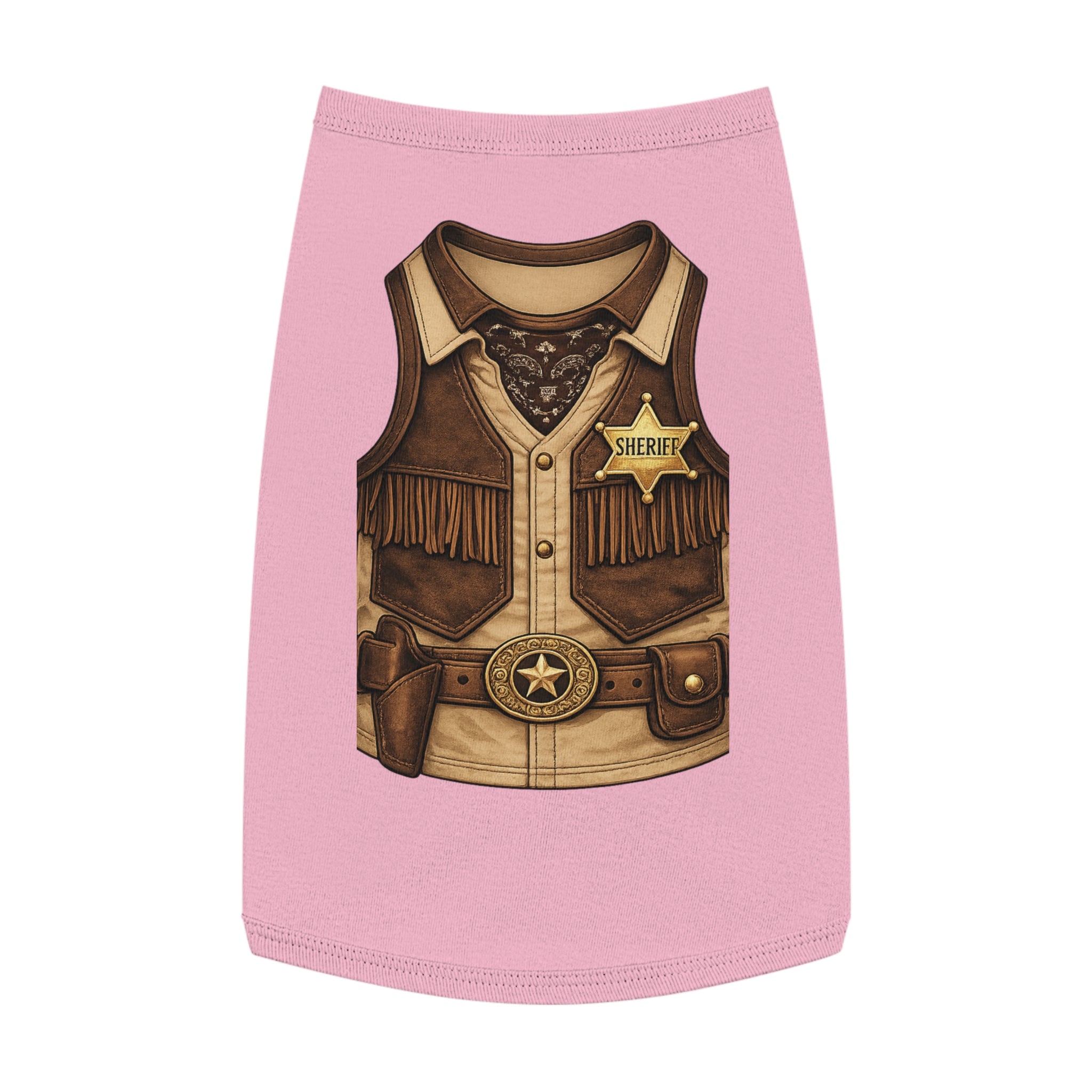 Sheriff Costume Pet Tank Top – Western Cowboy Dog Shirt with Badge