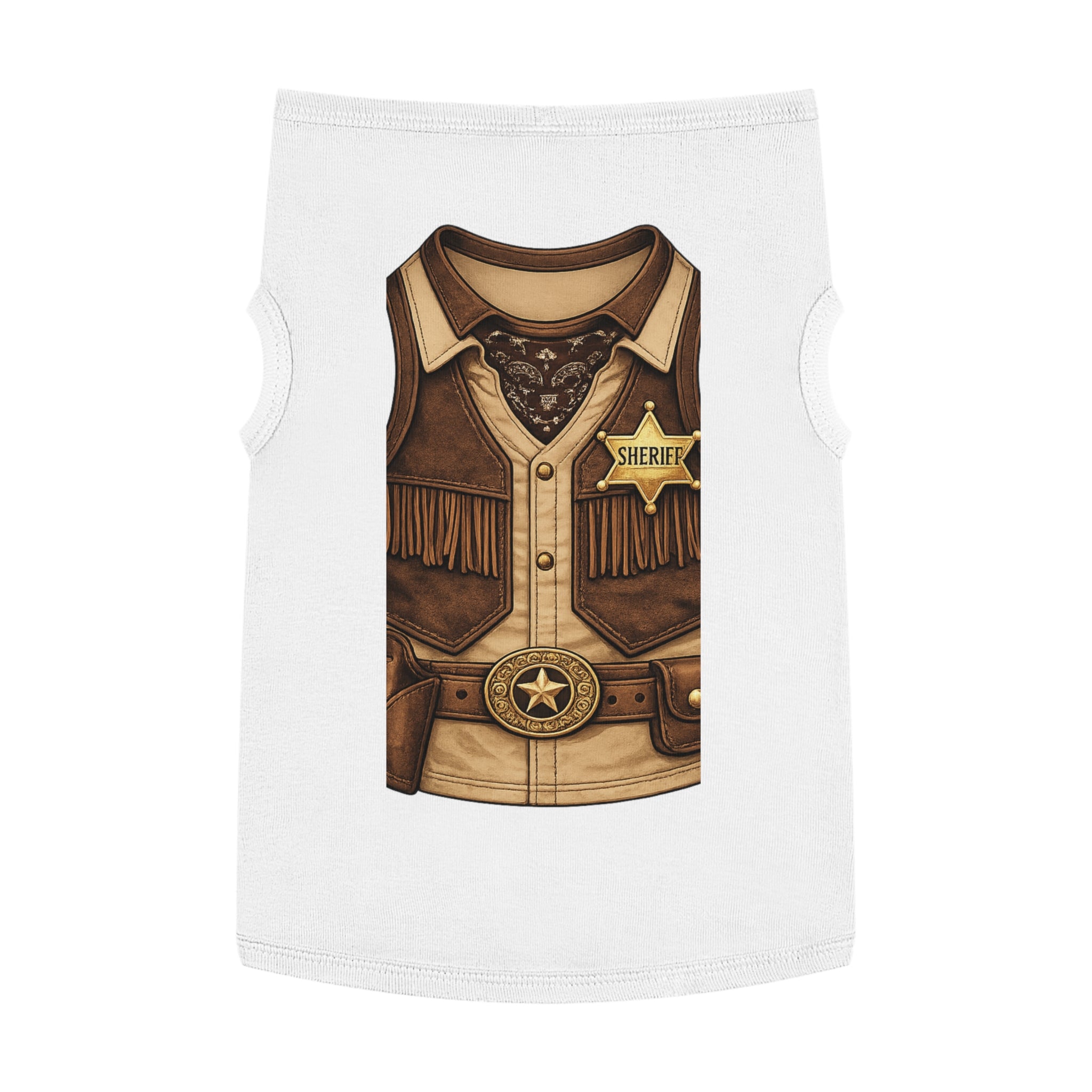 Sheriff Costume Pet Tank Top – Western Cowboy Dog Shirt with Badge