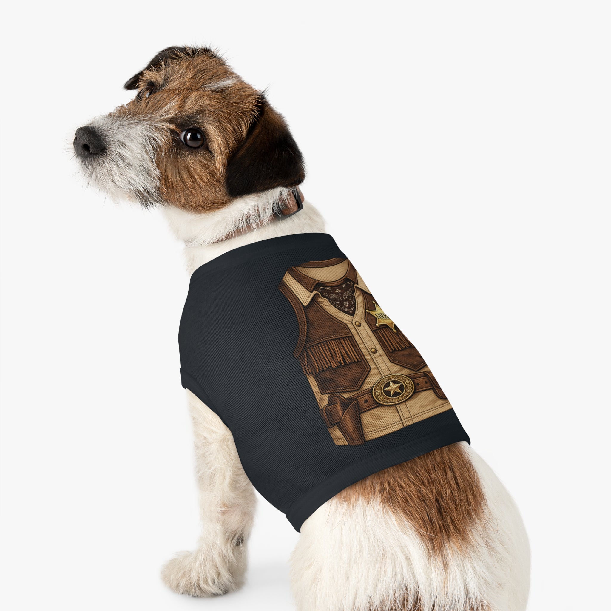 Sheriff Costume Pet Tank Top – Western Cowboy Dog Shirt with Badge