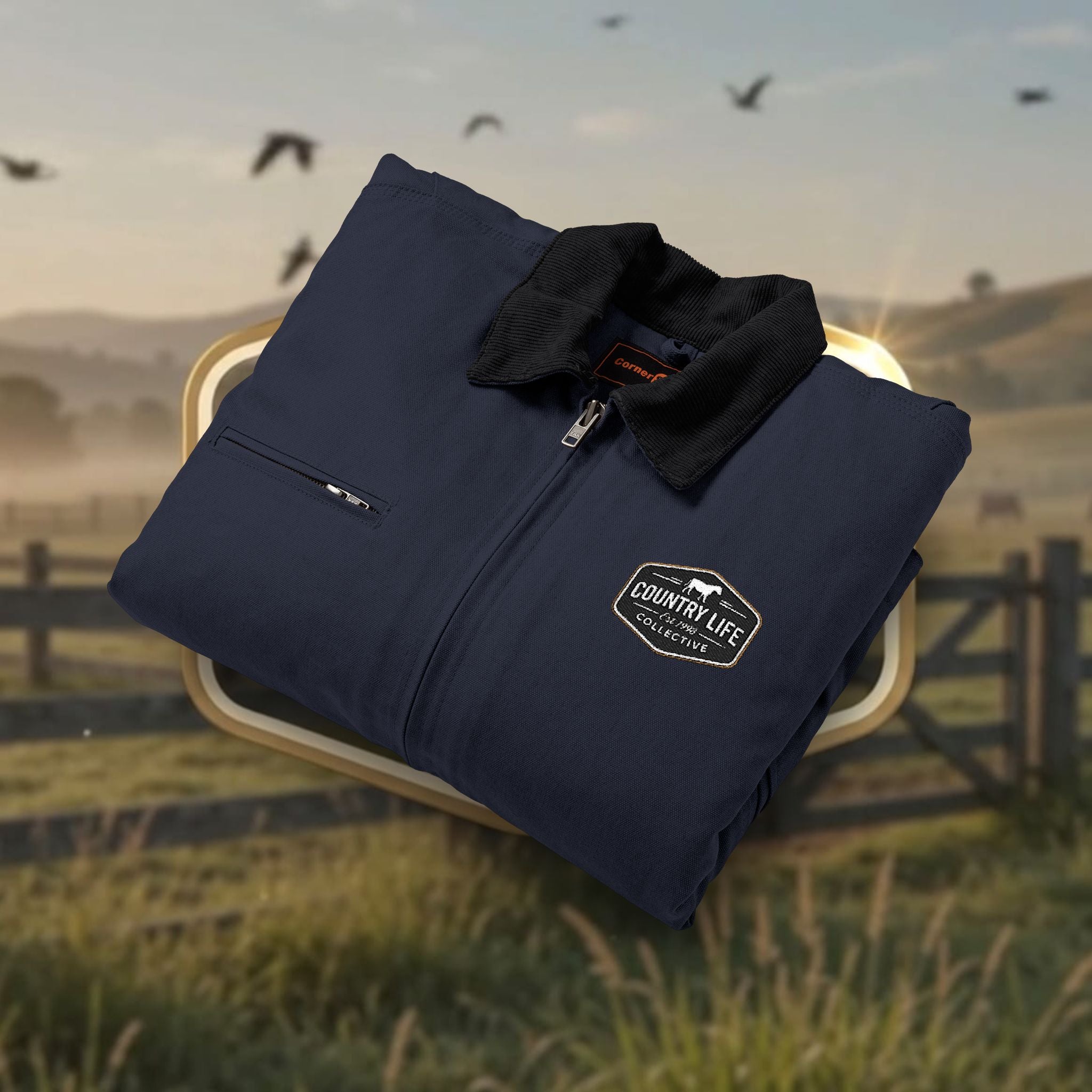 Work Jacket — Heavy-Duty Duck Cloth Jacket with our Beautiful Country stamp