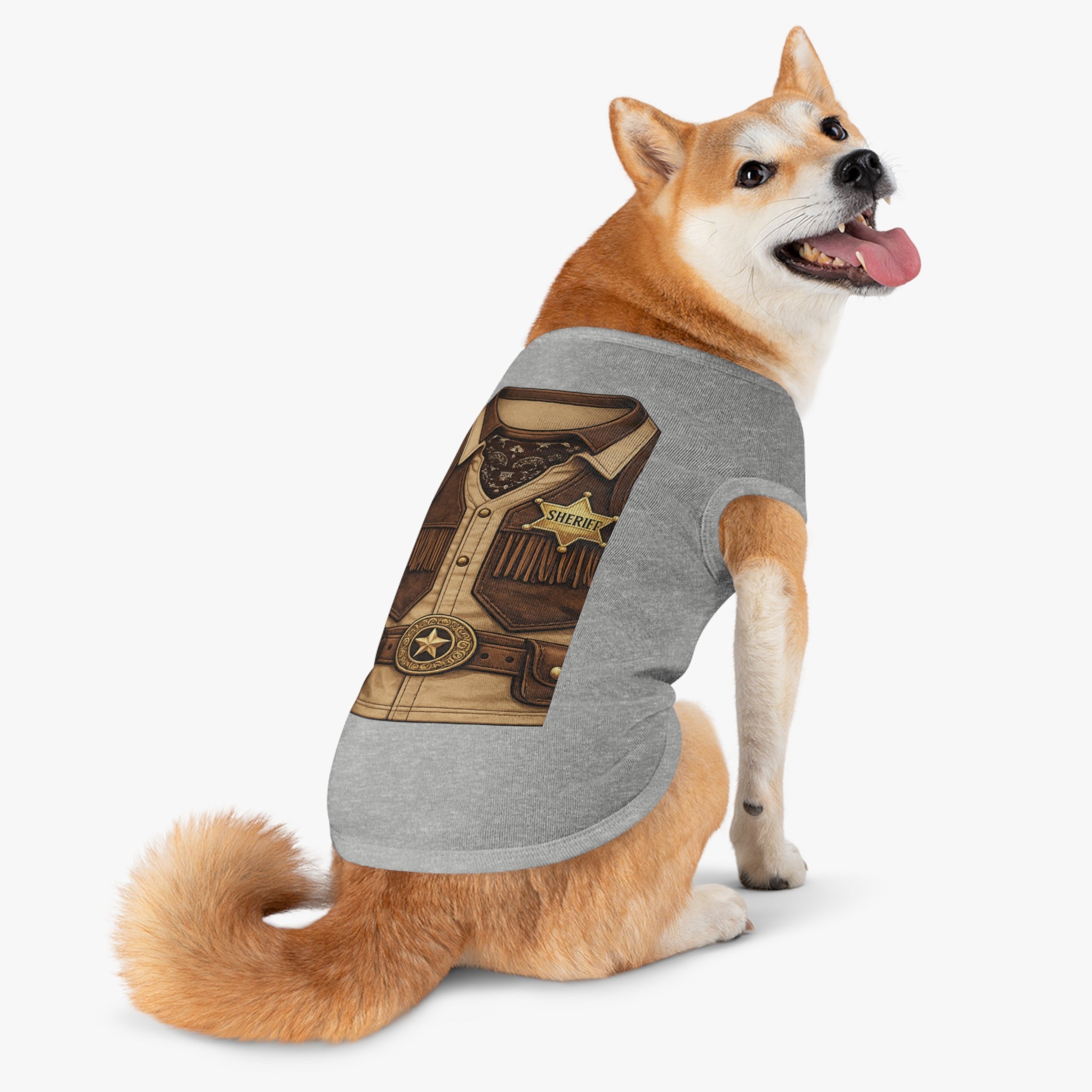 Sheriff Costume Pet Tank Top – Western Cowboy Dog Shirt with Badge