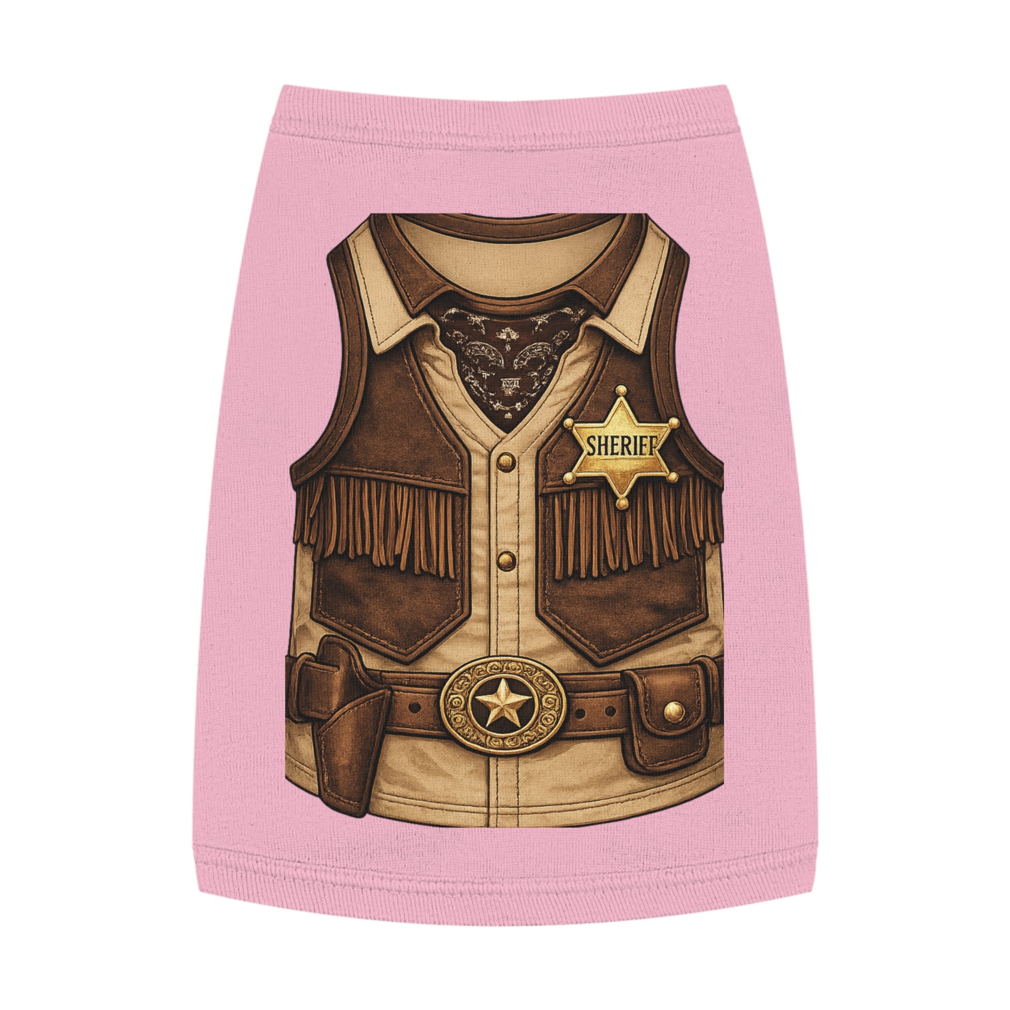 Sheriff Costume Pet Tank Top – Western Cowboy Dog Shirt with Badge