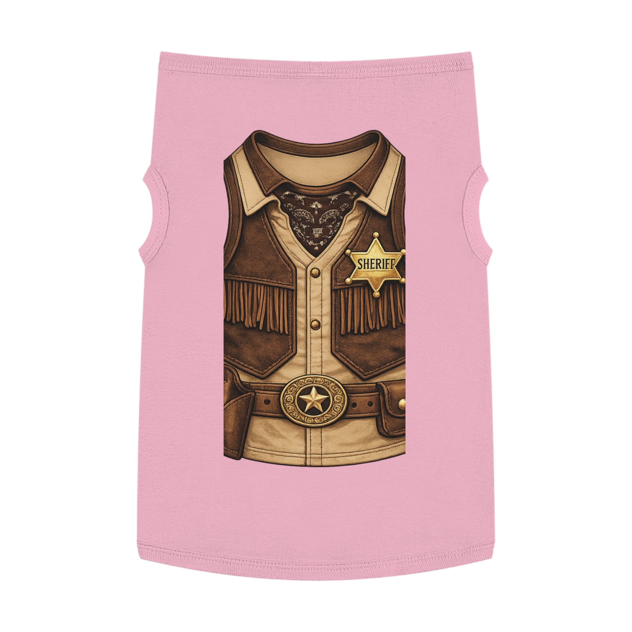 Sheriff Costume Pet Tank Top – Western Cowboy Dog Shirt with Badge