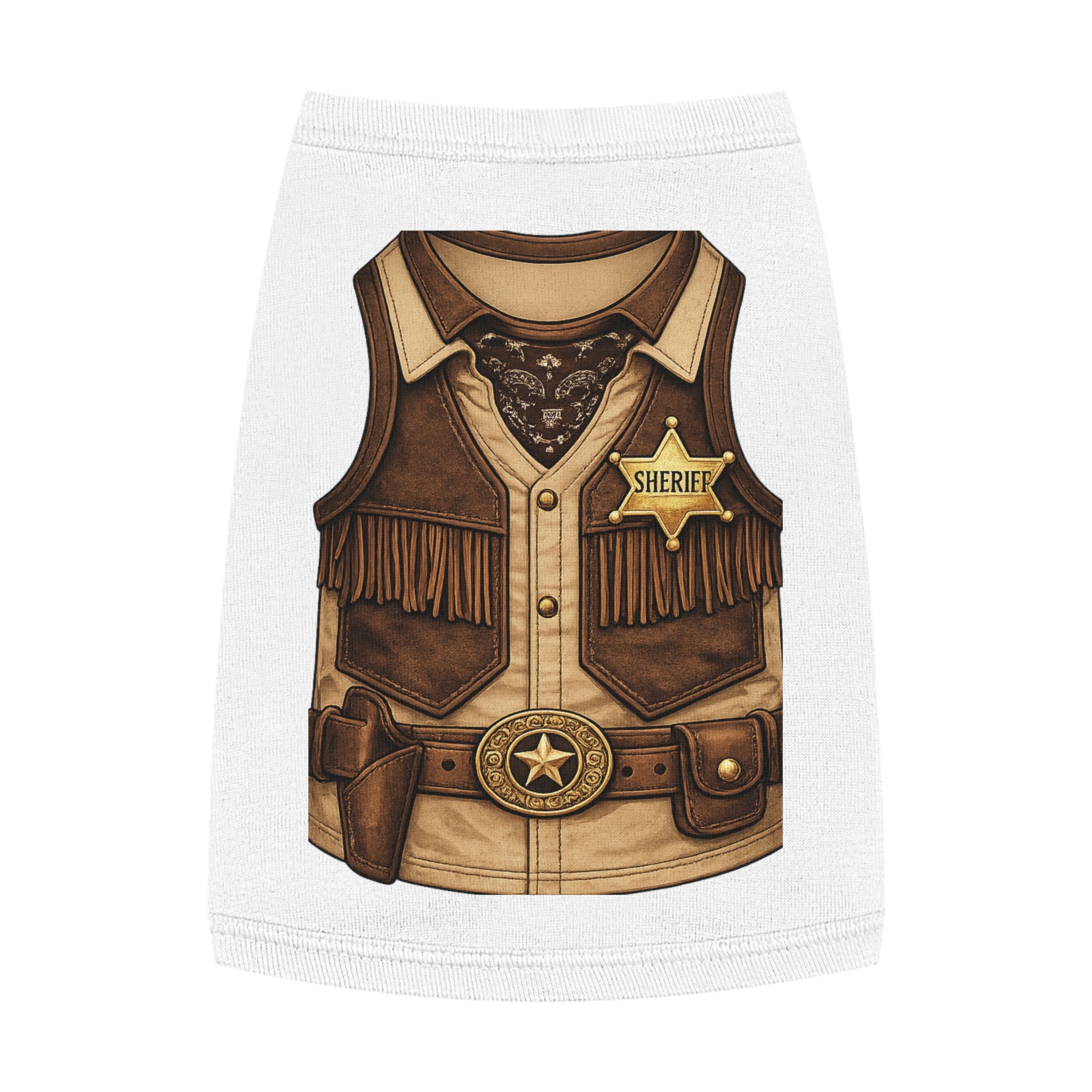 Sheriff Costume Pet Tank Top – Western Cowboy Dog Shirt with Badge
