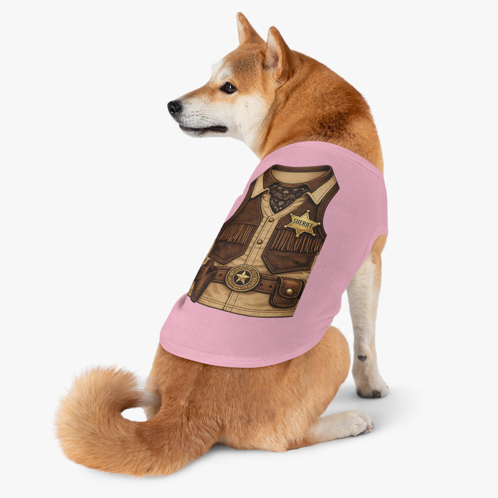 Sheriff Costume Pet Tank Top – Western Cowboy Dog Shirt with Badge