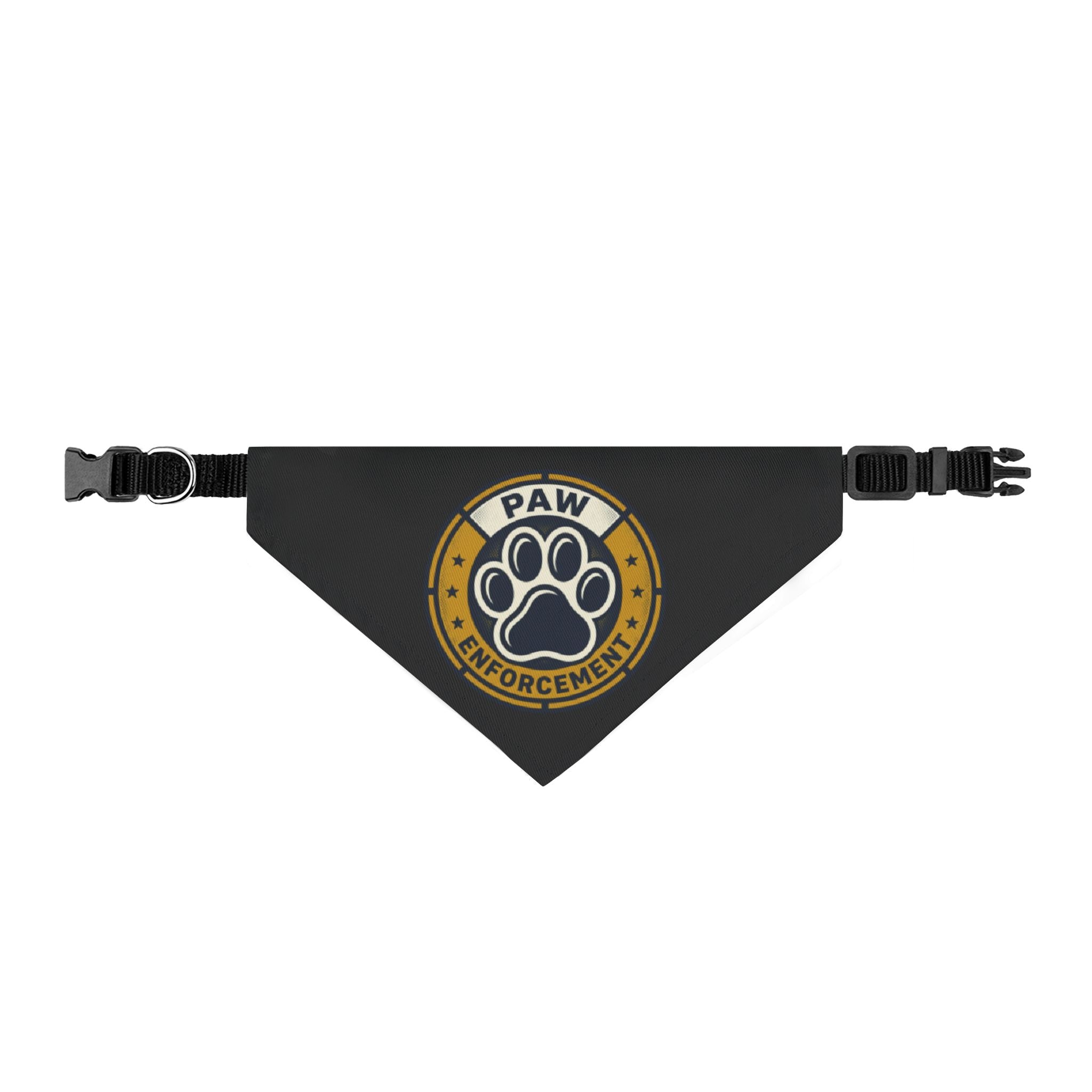 Clip-On Pet Bandana — "Paw Enforcement" Badge Dog Collar Bandana