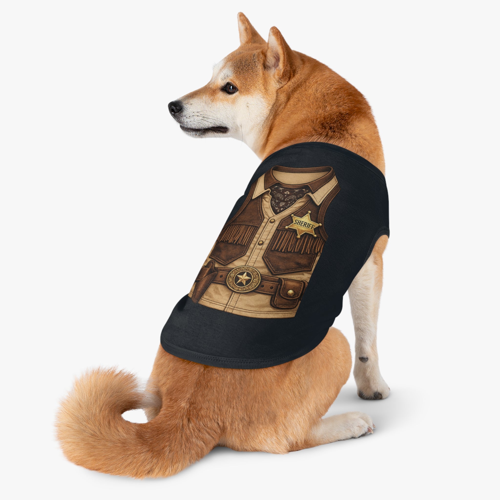 Sheriff Costume Pet Tank Top – Western Cowboy Dog Shirt with Badge
