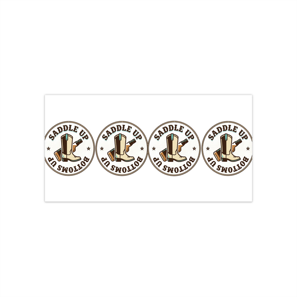 Saddle Up Bottoms Up Bumper Sticker Set — Cowboy Boots & Beer Logo Decal